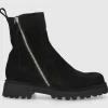 EN AVANT Damen Stiefeletten C176 Veloursleder schwarz