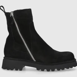 EN AVANT Damen Stiefeletten C176 Veloursleder schwarz