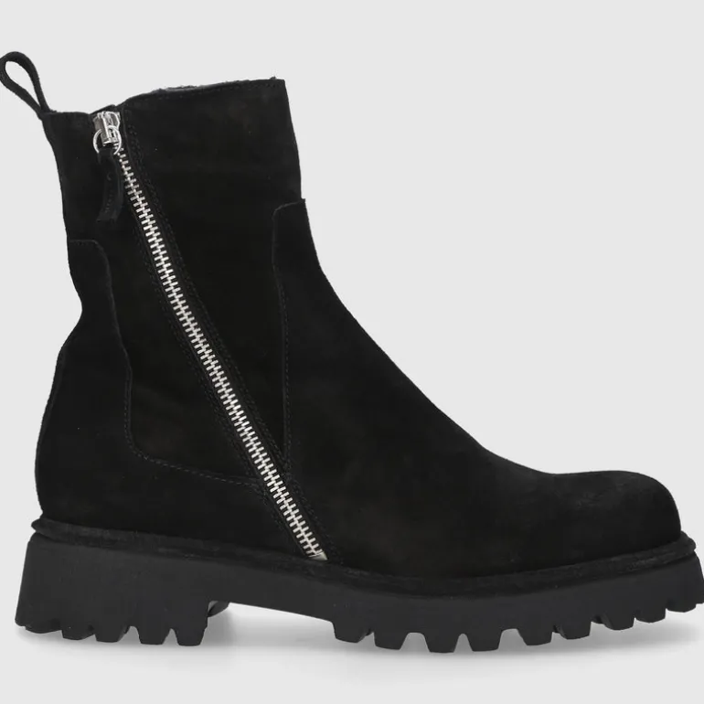 EN AVANT Damen Stiefeletten C176 Veloursleder schwarz