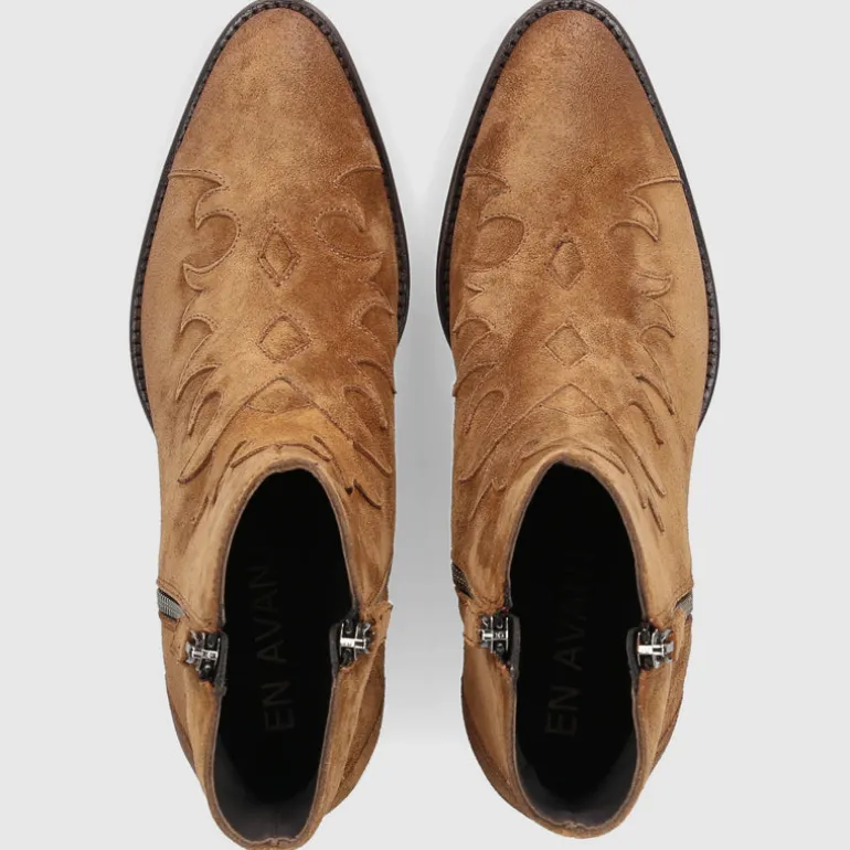 EN AVANT Damen Stiefeletten 702-17 Veloursleder cognac