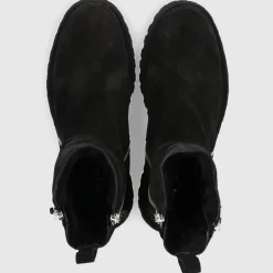 EN AVANT Damen Stiefeletten C176 Veloursleder schwarz