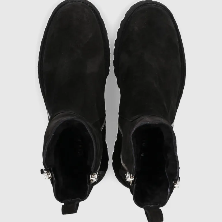 EN AVANT Damen Stiefeletten C176 Veloursleder schwarz