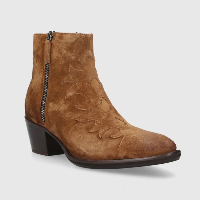 EN AVANT Damen Stiefeletten 702-17 Veloursleder cognac