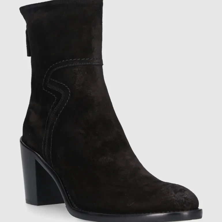 EN AVANT Damen Stiefeletten 706-03 Veloursleder schwarz