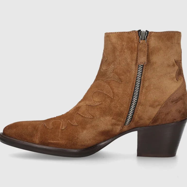 EN AVANT Damen Stiefeletten 702-17 Veloursleder cognac