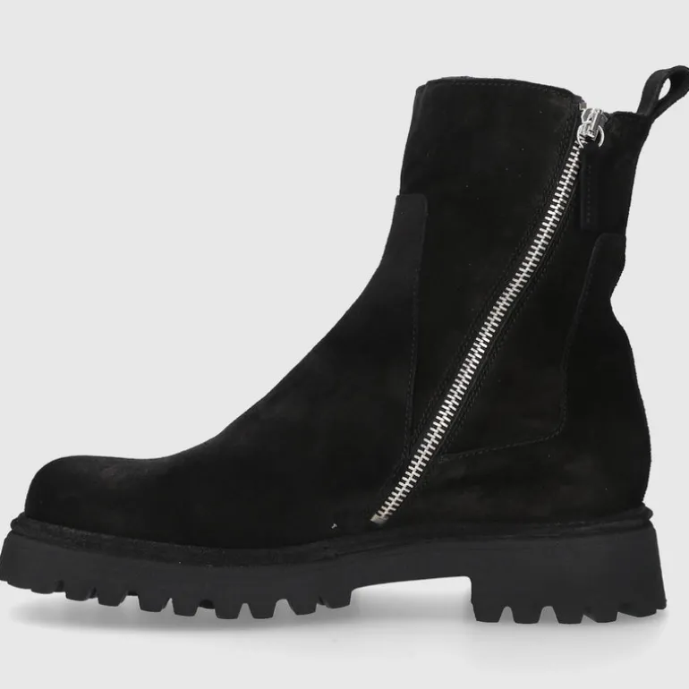 EN AVANT Damen Stiefeletten C176 Veloursleder schwarz
