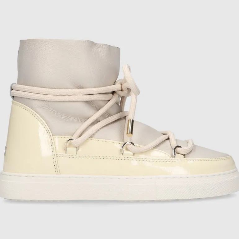 INUIKII Damen Stiefeletten GLOSS Kalbslackleder grau-kombi