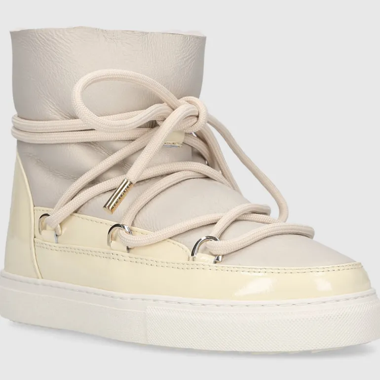 INUIKII Damen Stiefeletten GLOSS Kalbslackleder grau-kombi