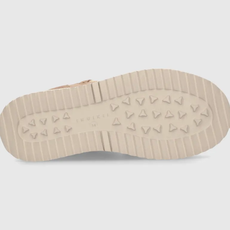 INUIKII Damen Stiefeletten CLASSIC LOW PLATFORM Veloursleder beige