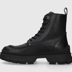 Moncler Herren Stiefeletten HEVEA CITY Kalbsleder schwarz