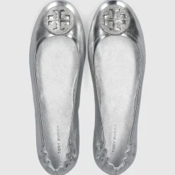 Tory Burch Damen Ballerinas 165361 Kalbsleder silber