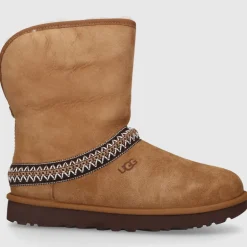 UGG Damen Stiefeletten CLASSIC SHORT CRESCENT Veloursleder braun-kombi