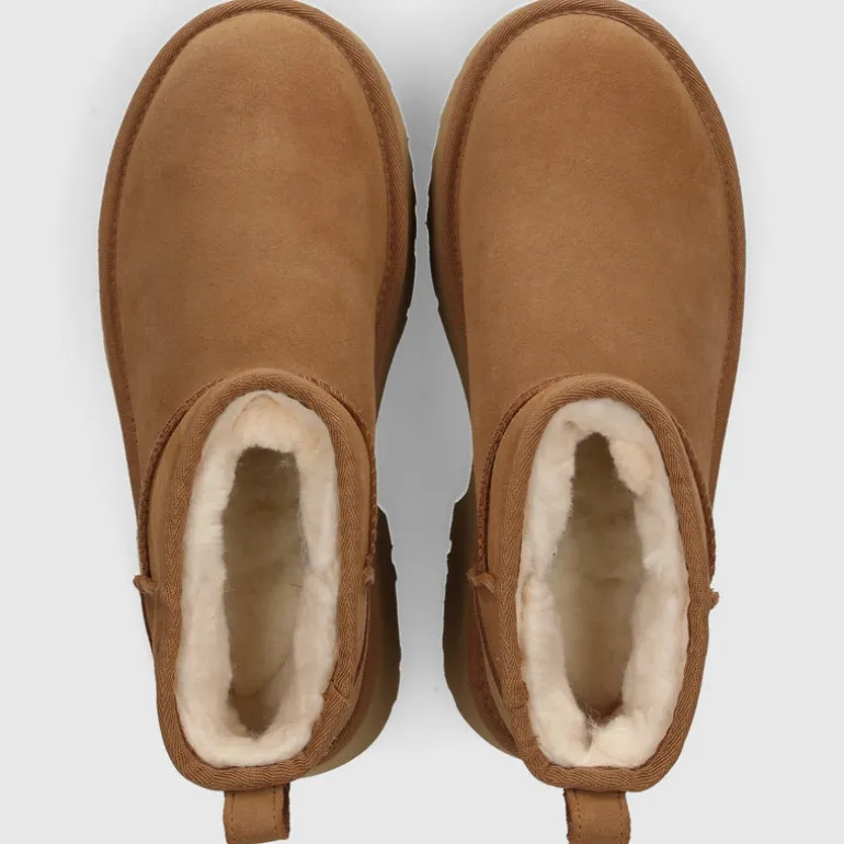 UGG Damen Stiefeletten CLASSIC ULTRA MINI NEW HEIGHTS Veloursleder braun