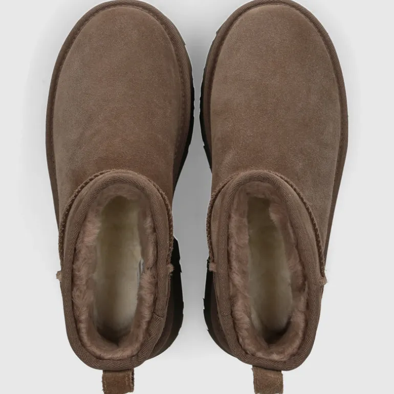 UGG Damen Stiefeletten CLASSIC ULTRA MINI NEW HEIGHTS Veloursleder dunkelbraun