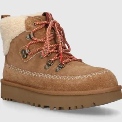 UGG Damen .Stiefeletten CLASSIC ALPINE LACE-UP Veloursleder braun-kombi