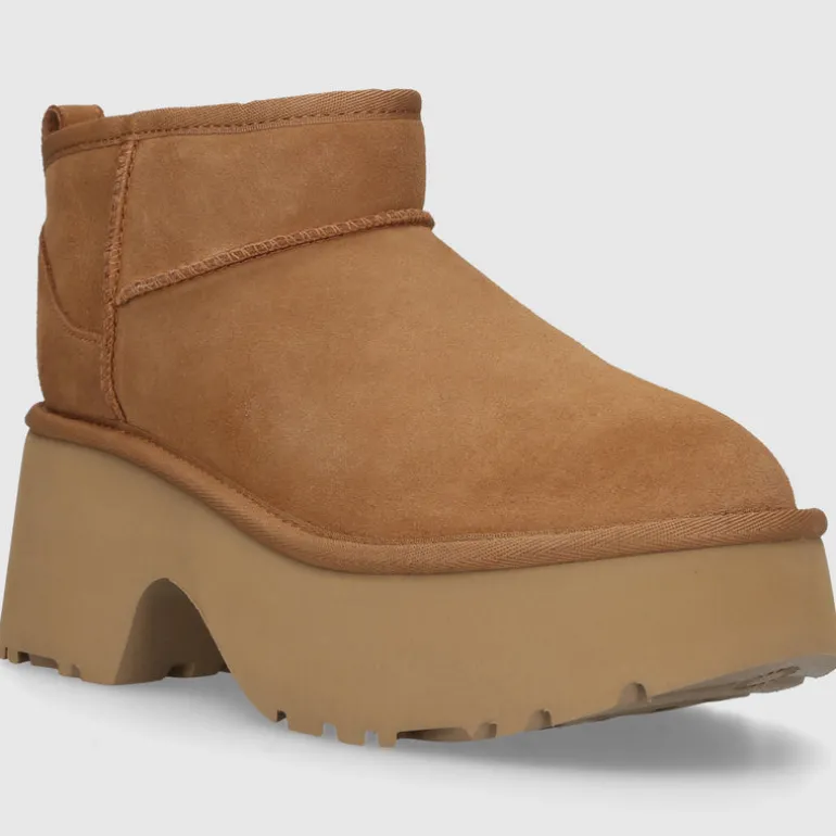 UGG Damen Stiefeletten CLASSIC ULTRA MINI NEW HEIGHTS Veloursleder braun