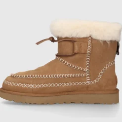 UGG Damen Stiefeletten CLASSIC MINI ALPINE Veloursleder braun-kombi