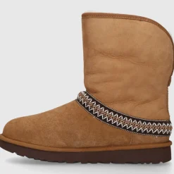 UGG Damen Stiefeletten CLASSIC SHORT CRESCENT Veloursleder braun-kombi