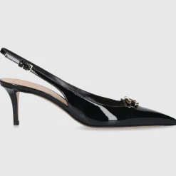 Valentino Garavani Damen Slingpumps WS0JB7 Lackleder schwarz